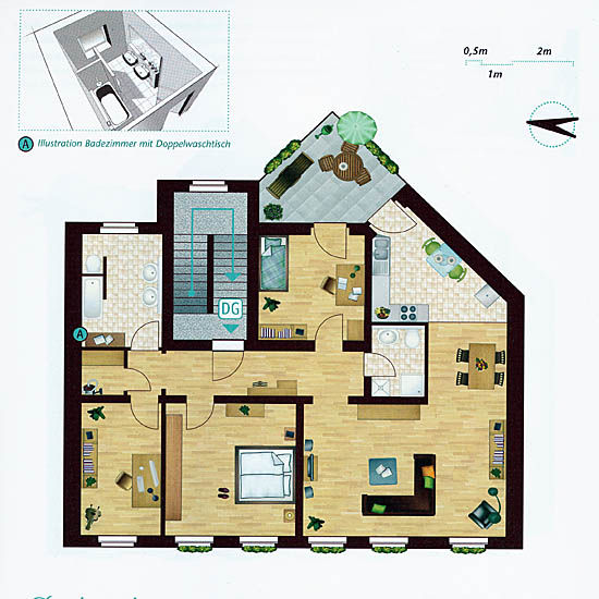 Grundriss Dachgeschoss-Wohnung