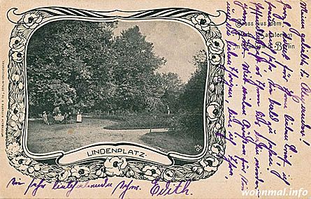 Gruss aus dem Park-Sanatorium in Pankow: der auf der von einem Patienten geschriebenen Lindenplatz war einer der beliebtesten Ecken des zum Haus gehörenden Parks. Foto: Archiv Sven Hoch