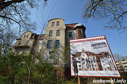 Ankündigung: Feine Wohnungen sollen bald im einstigen Park-Sanatorium entstehen. Die Geschichte der Villa im Park wird also fortgeschrieben. Foto: Sven Hoch